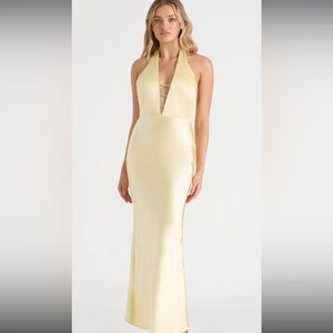 Runway the Label Butter Yellow Diamond Maxi Dress Medium